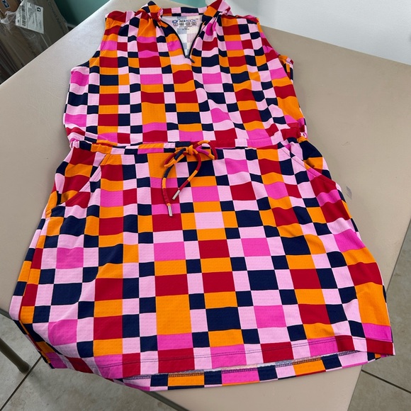 IBKUL Annalise Drawing Sleeveless UPF50+ Golf Dress Pink Blue Checker Medium - Picture 4 of 13
